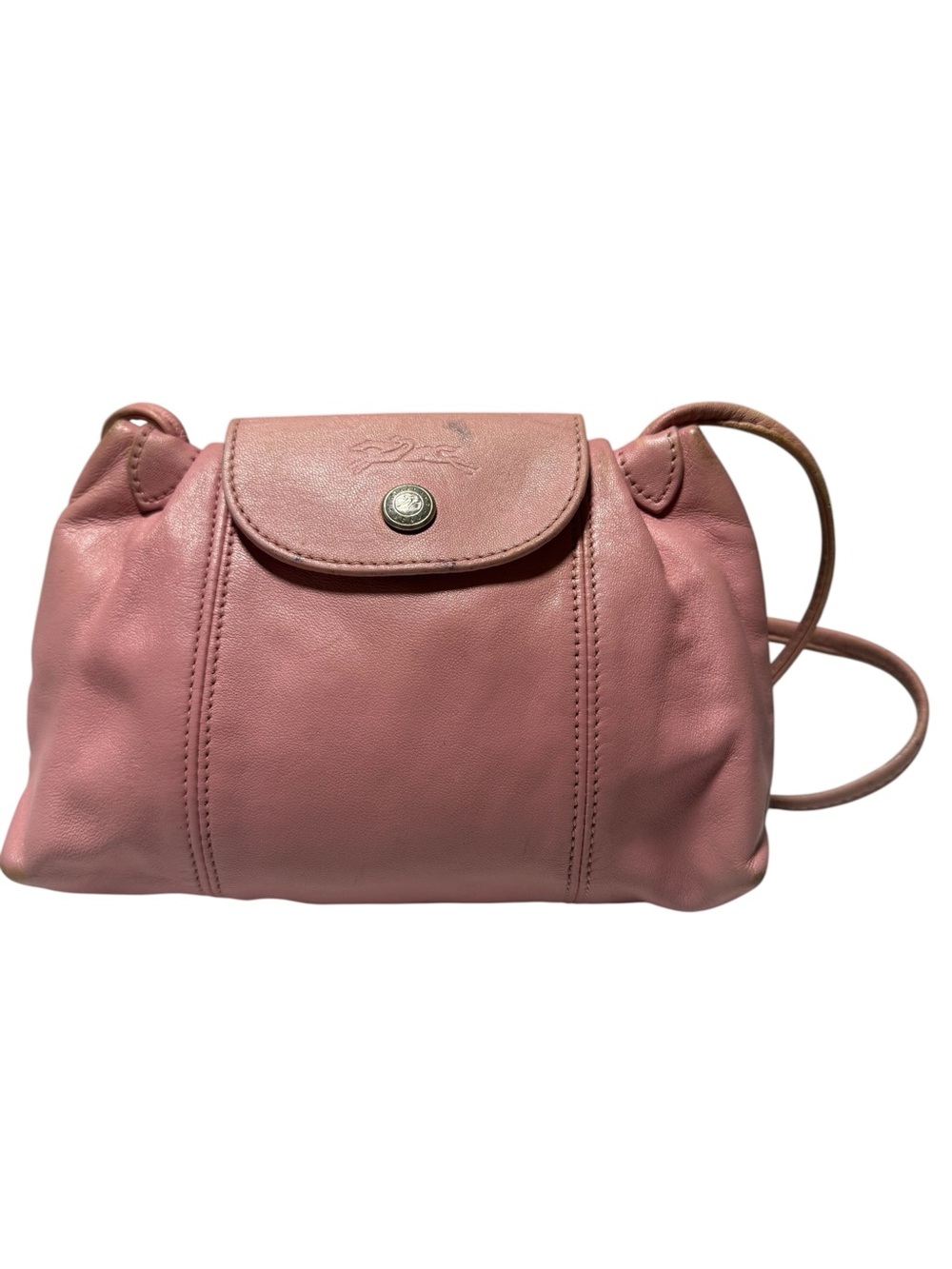 Longchamp pliage leather pink crossbody bag